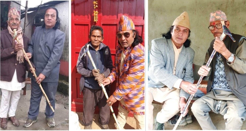 अवकाश प्राप्त जीवन अशक्तलाई लठ्ठी वितरण गरेर विताउँदै आचार्य