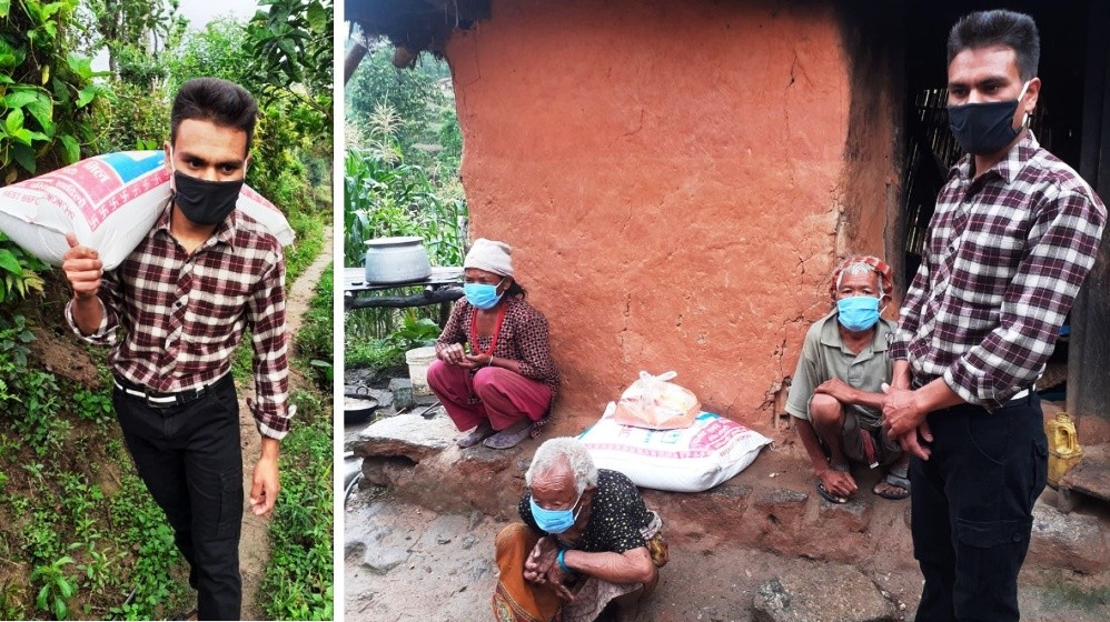 संक्रमित परिवारलाई नेविसंघका नेता खड्काले दिए खाद्यान्न 